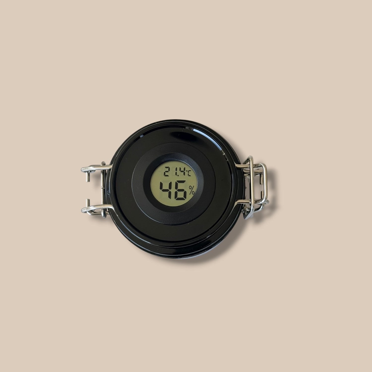 Opbevaringsboks til vippe lim med hygrometer og termometer